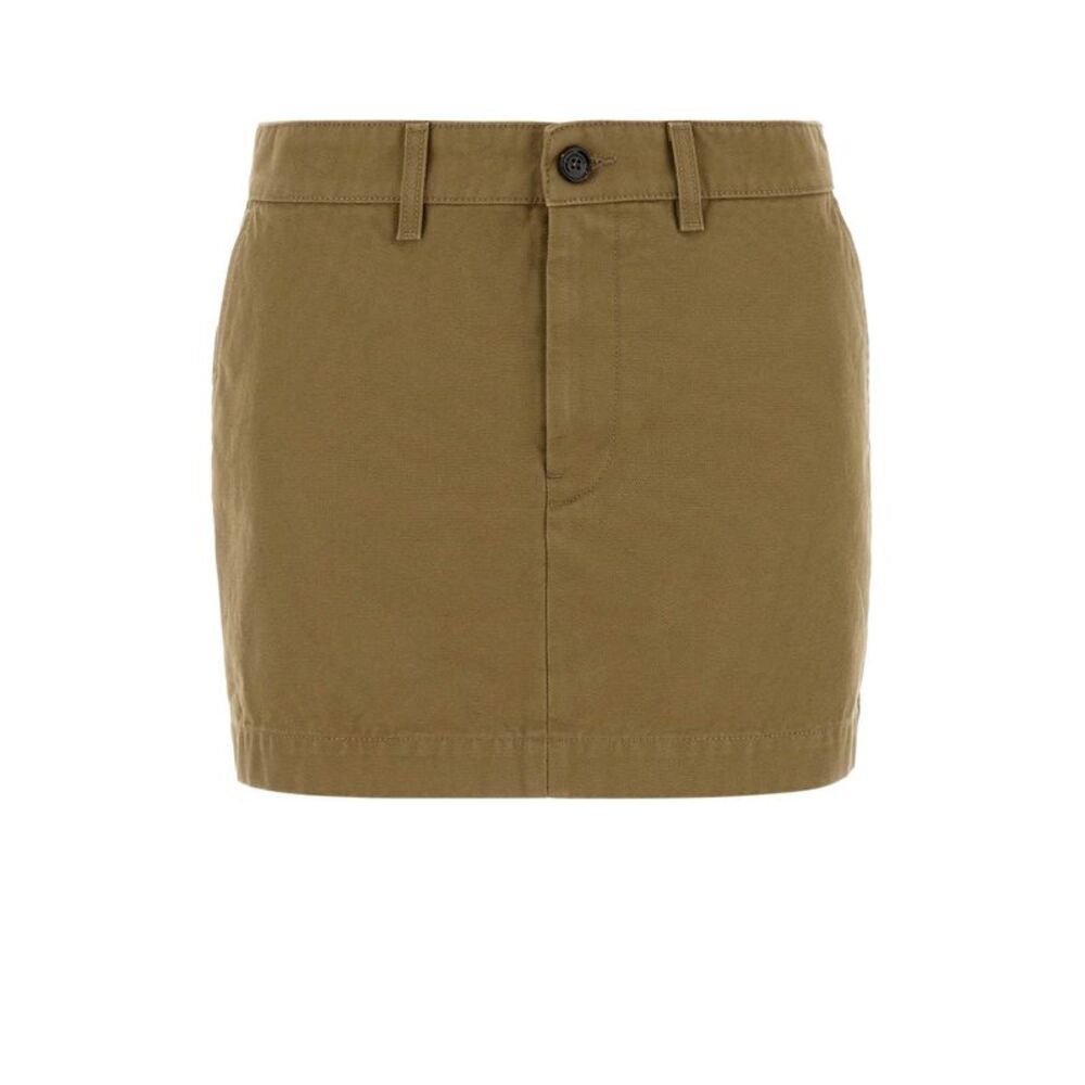 Balenciaga Women Khaki Denim Mini Skirt